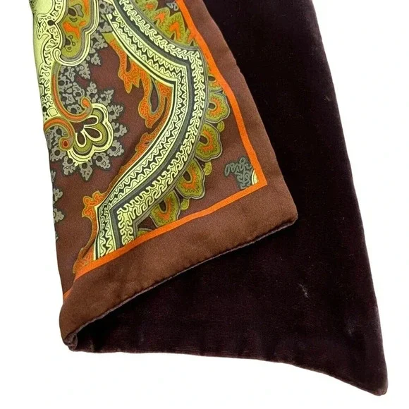 Adrienne Vittadini Brown Silk Velvet Paisley Scarf